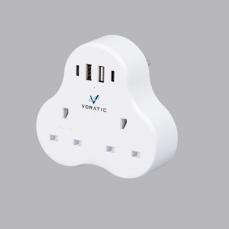 VT-923-DE UK-Németország, 2 aljzat, 2 USB port, 2 típusú C port adapter